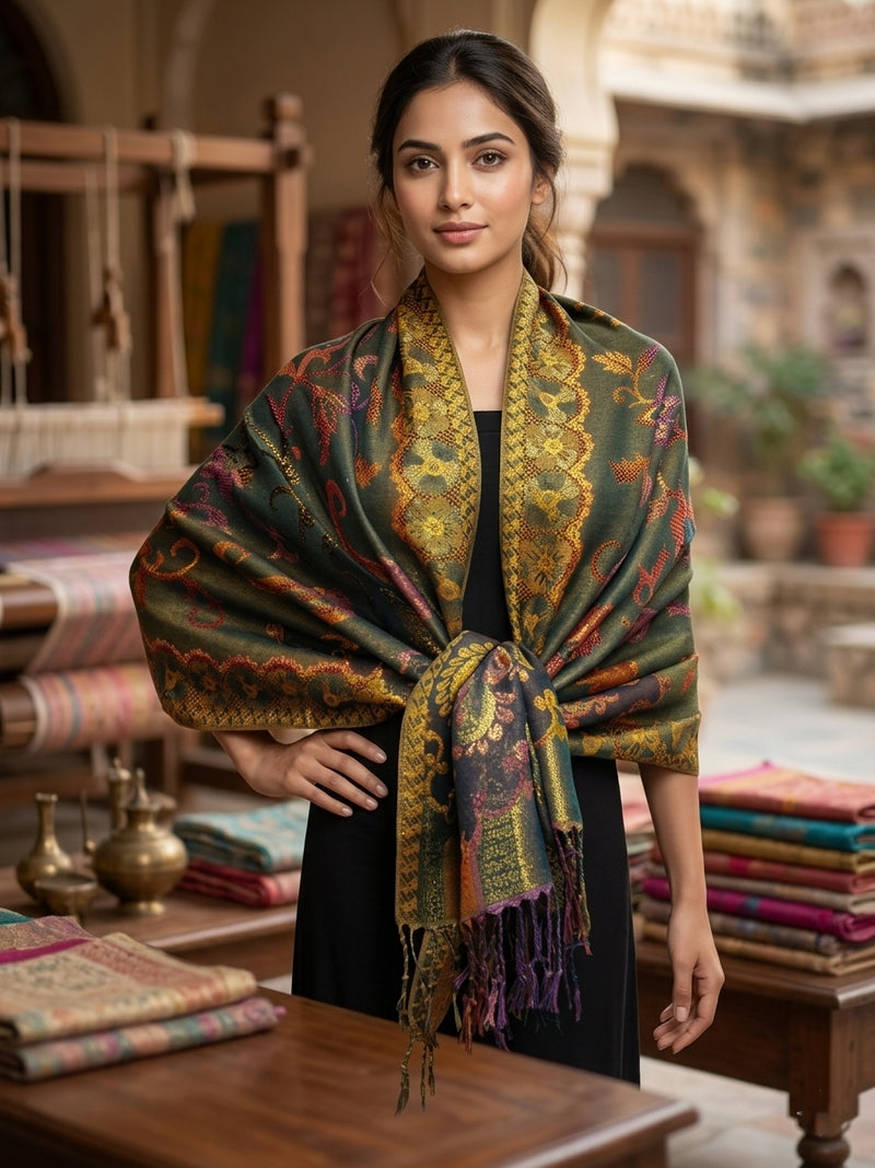 Luxury Gold Thread Pashmina-BH1203