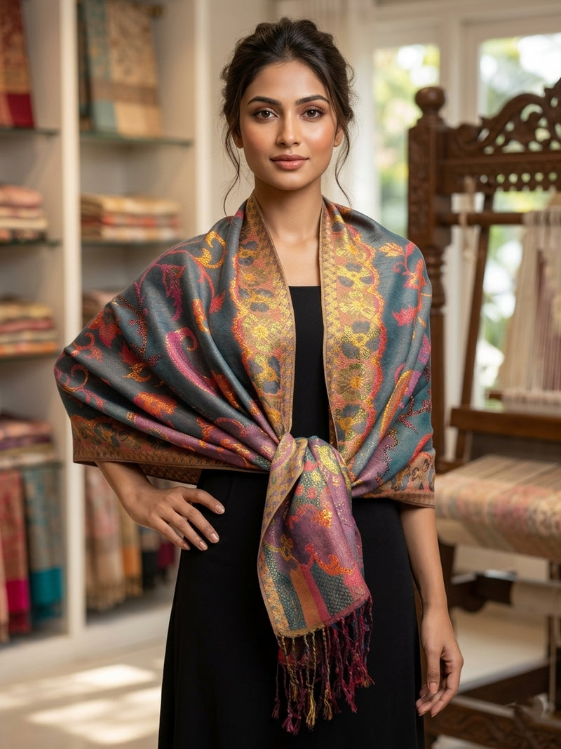 Luxury Gold Thread Pashmina-BH1203