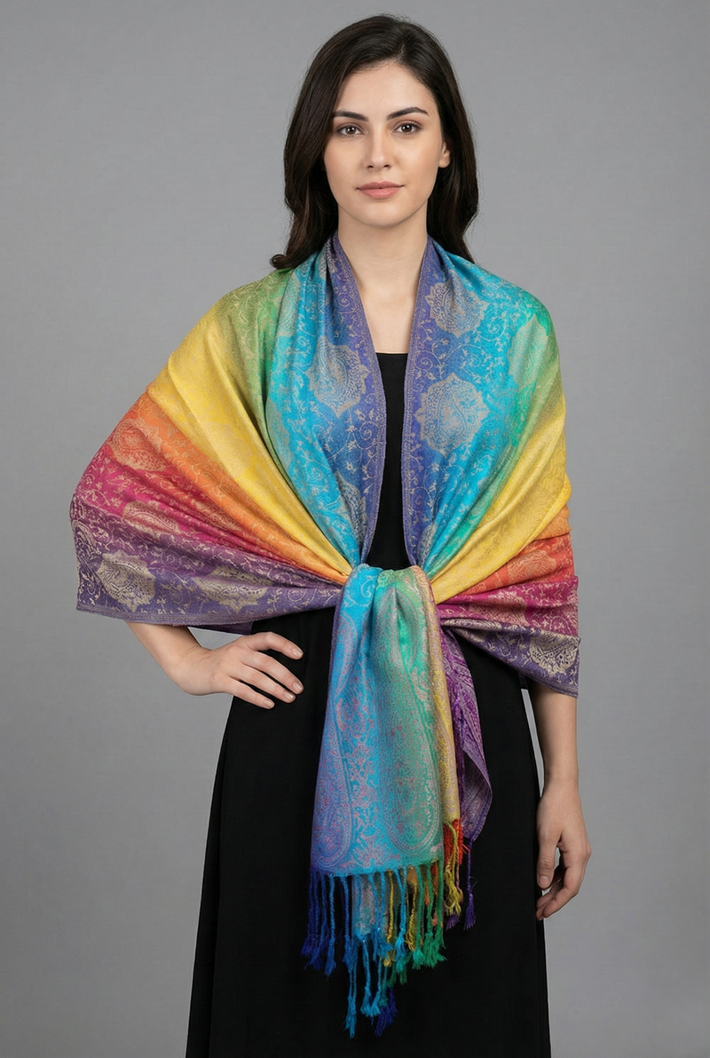 Rainbow Paisley Pashmina Shawl-BH1401