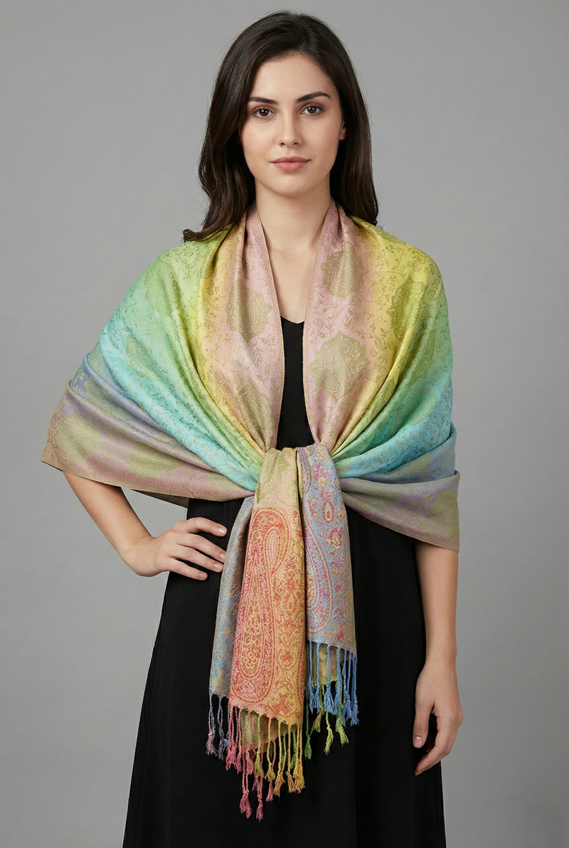 Rainbow Paisley Pashmina Shawl-BH1401