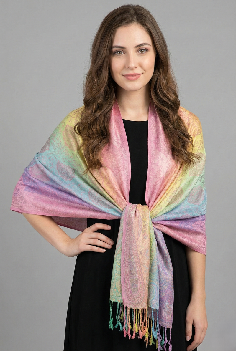 Rainbow Paisley Pashmina Shawl-BH1401