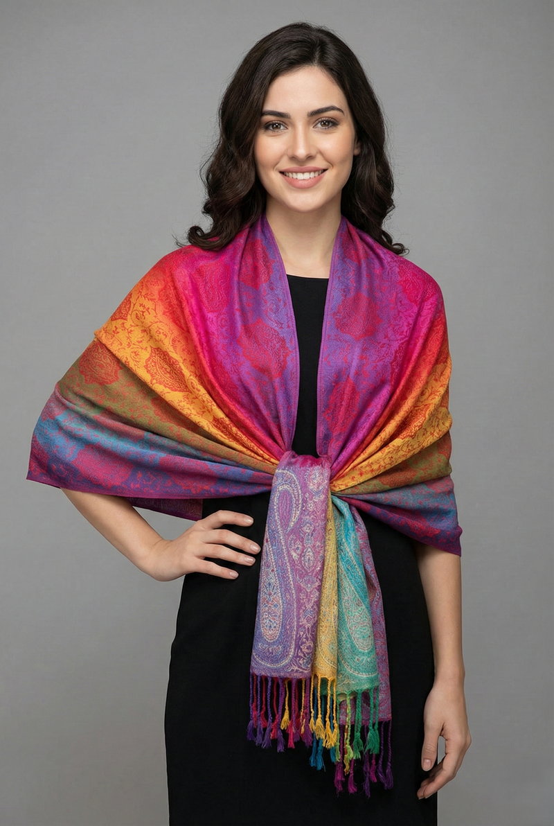 Rainbow Paisley Pashmina Shawl-BH1401