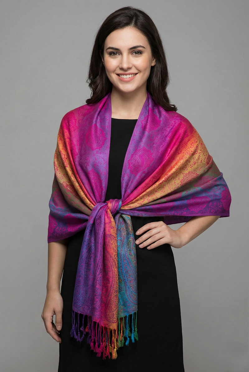 Rainbow Paisley Pashmina Shawl-BH1401