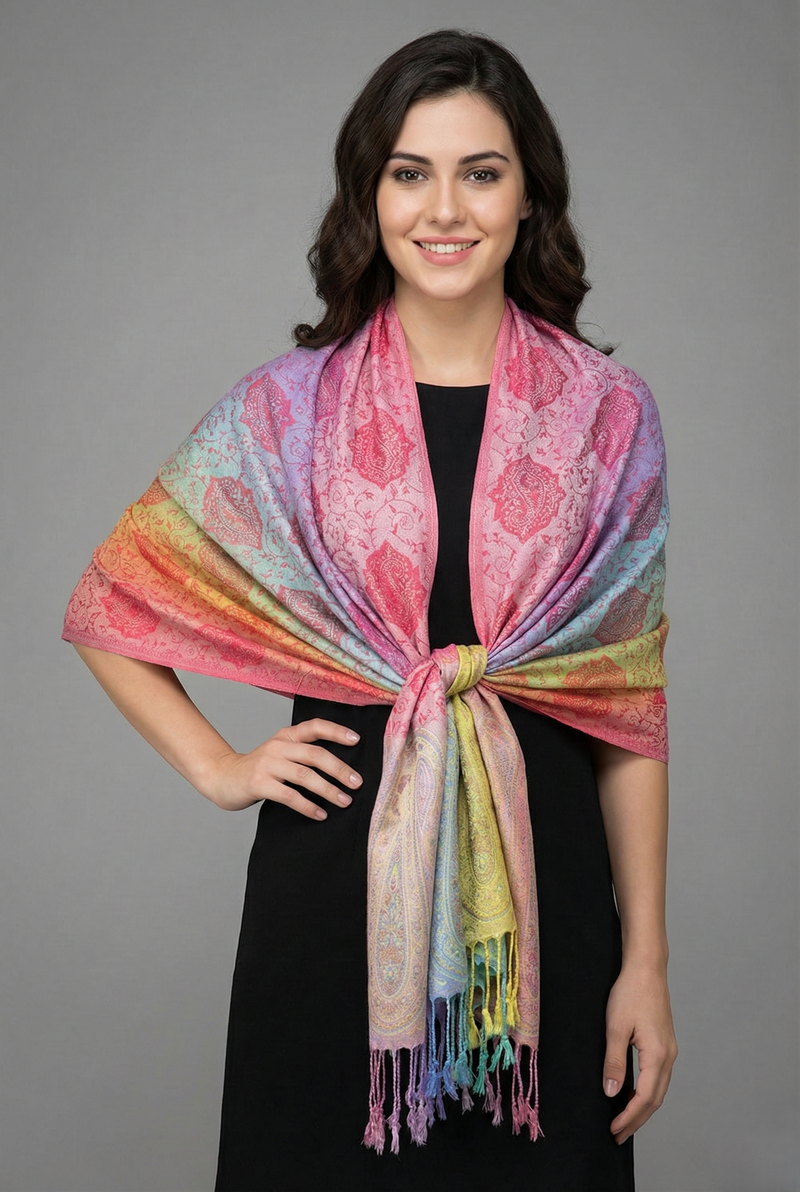 Rainbow Paisley Pashmina Shawl-BH1401