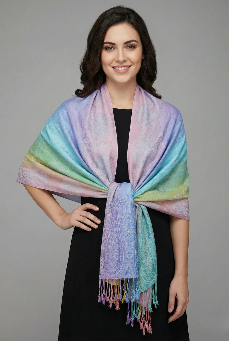 Rainbow Paisley Pashmina Shawl-BH1401