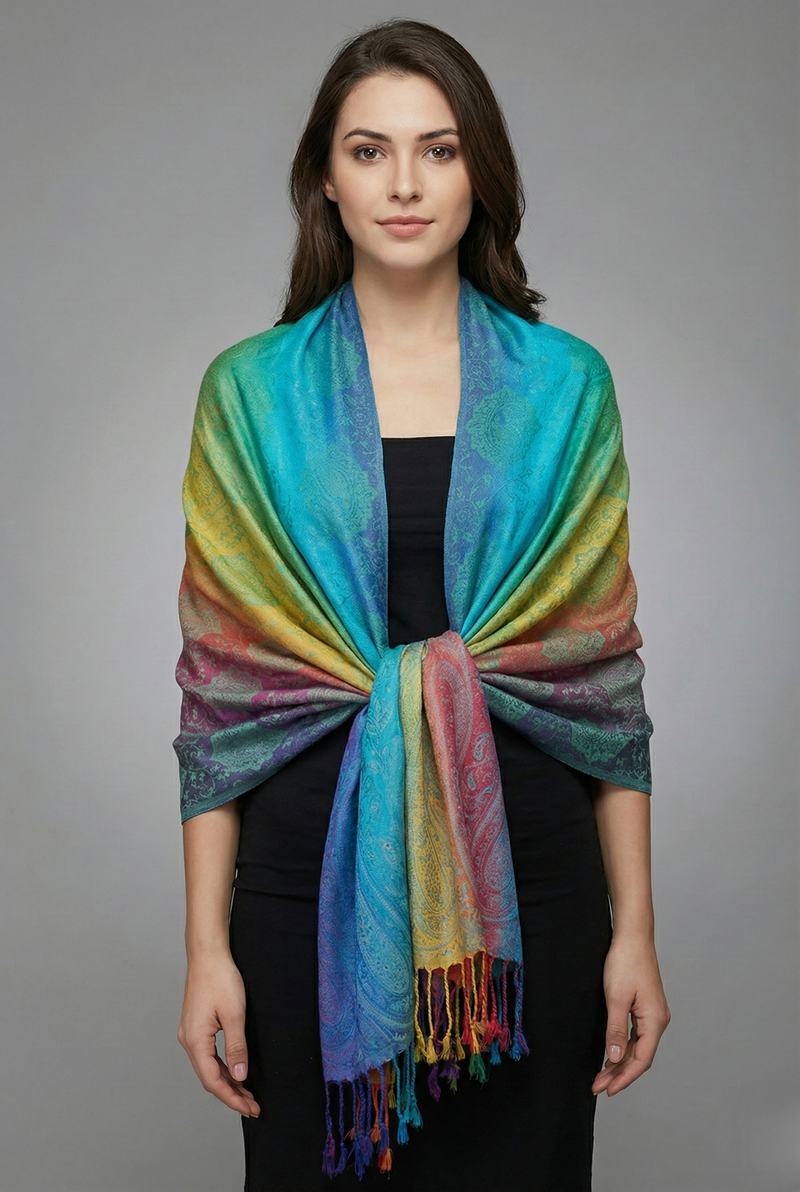 Rainbow Paisley Pashmina Shawl-BH1401