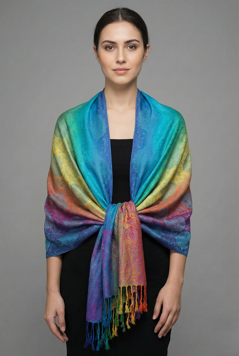 Rainbow Paisley Pashmina Shawl-BH1401