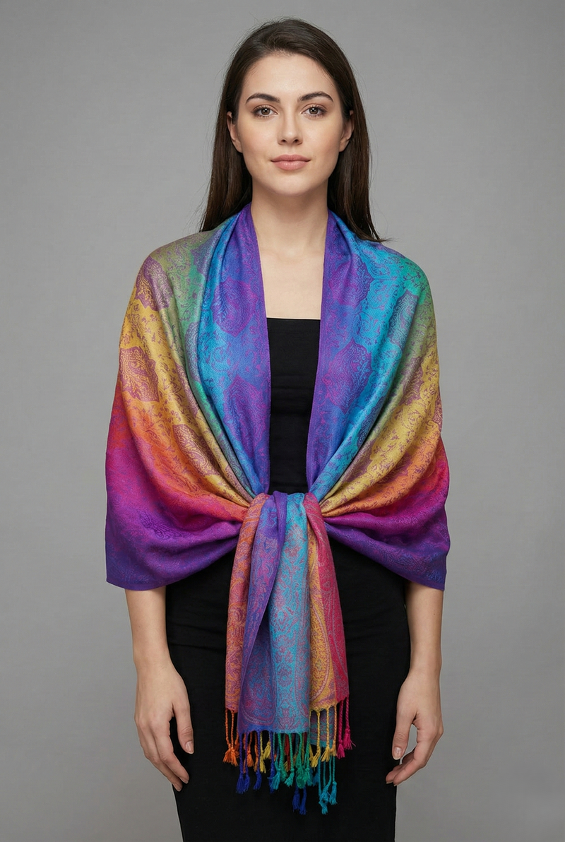 Rainbow Paisley Pashmina Shawl-BH1401
