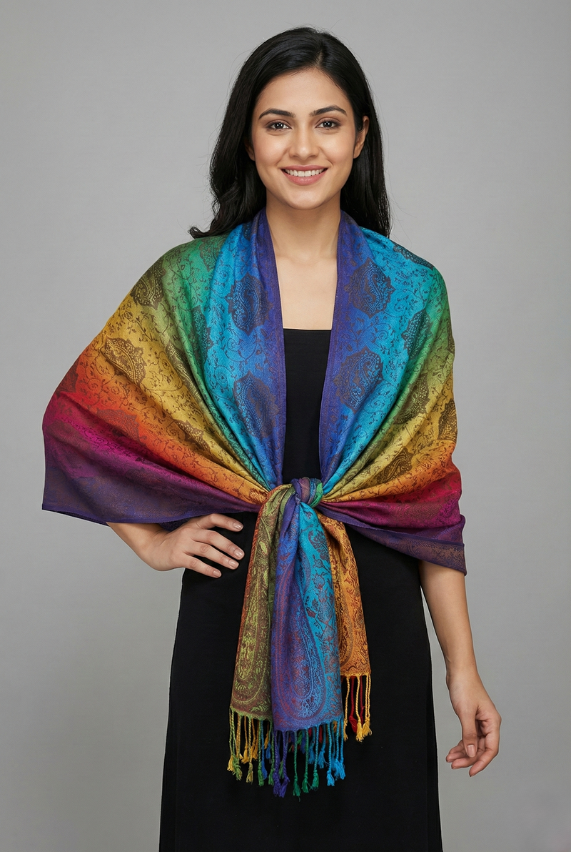 Rainbow Paisley Pashmina Shawl-BH1401