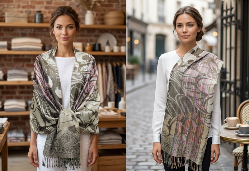 Peacock Silver Thread Pashmina-BH1503