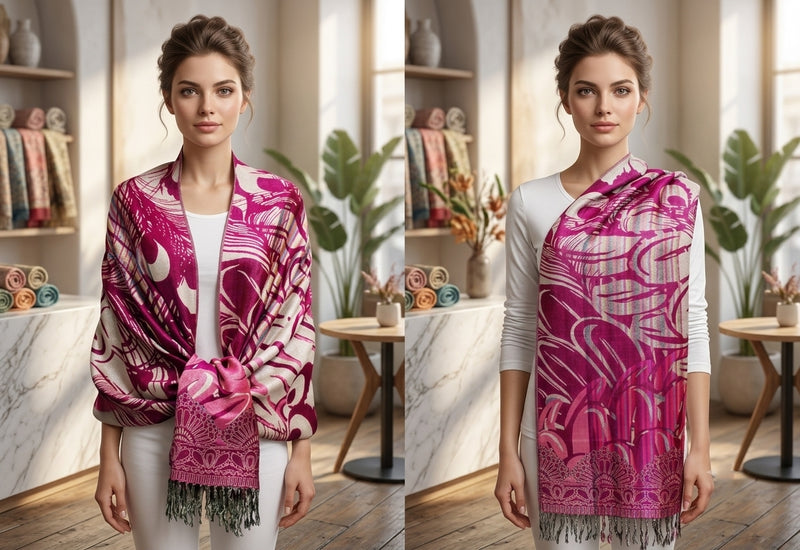 Peacock Silver Thread Pashmina-BH1503