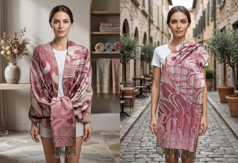 Peacock Silver Thread Pashmina-BH1503