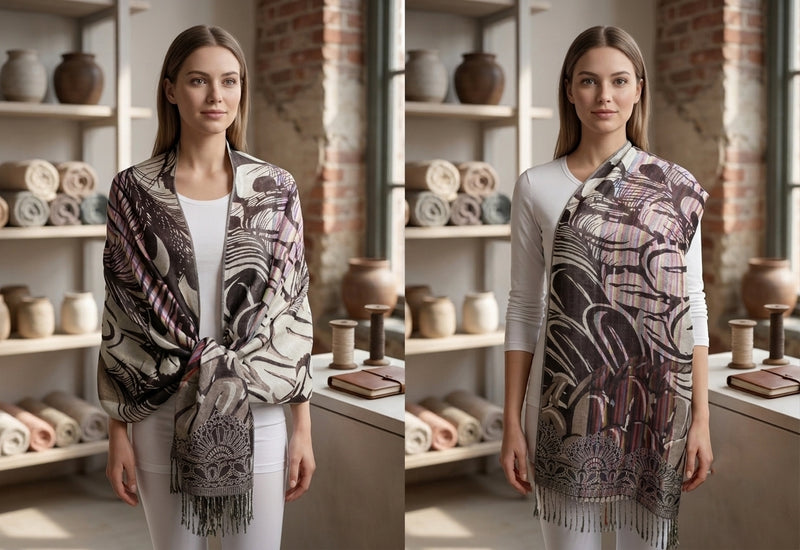 Peacock Silver Thread Pashmina-BH1503