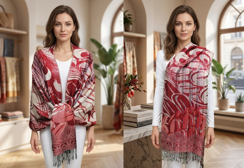 Peacock Silver Thread Pashmina-BH1503