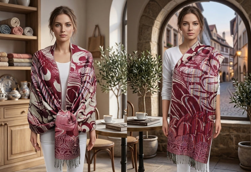 Peacock Silver Thread Pashmina-BH1503