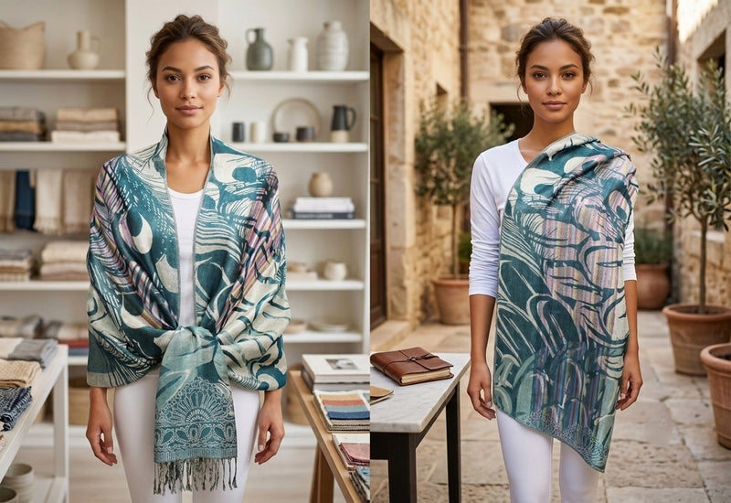 Peacock Silver Thread Pashmina-BH1503