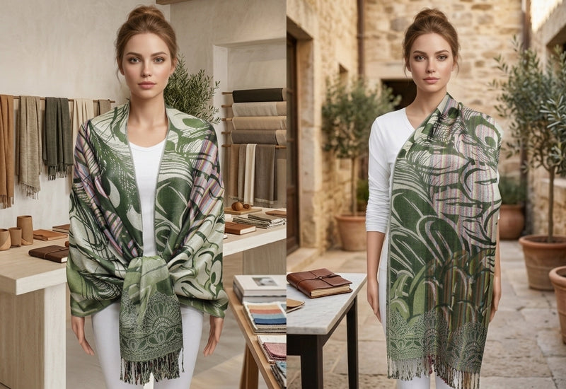 Peacock Silver Thread Pashmina-BH1503