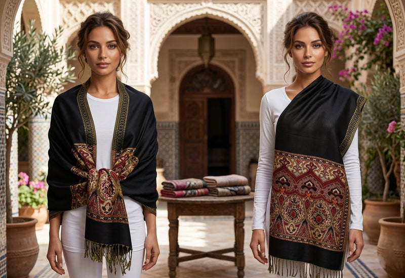 Elegant Gold Thread Pashmina-BH1505
