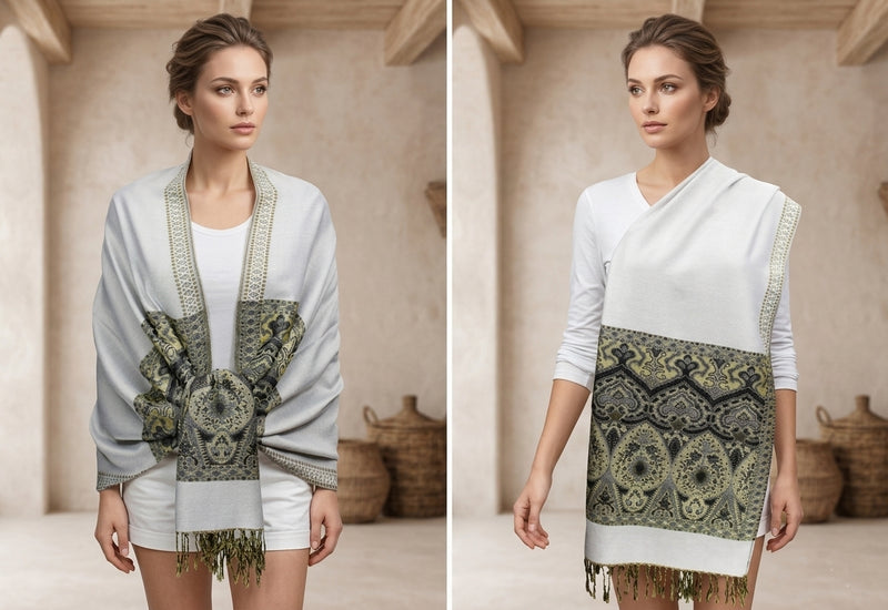 Elegant Gold Thread Pashmina-BH1505