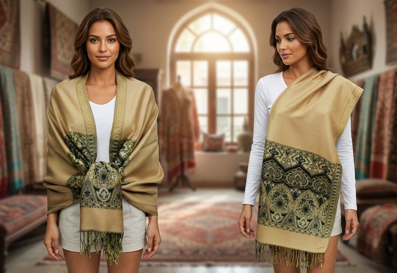 Elegant Gold Thread Pashmina-BH1505