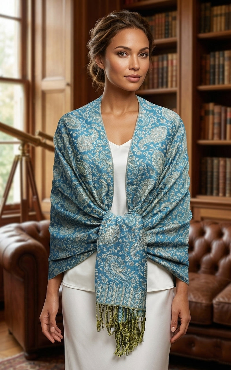Paisley Pashmina Shawl with Fringe-BH1507