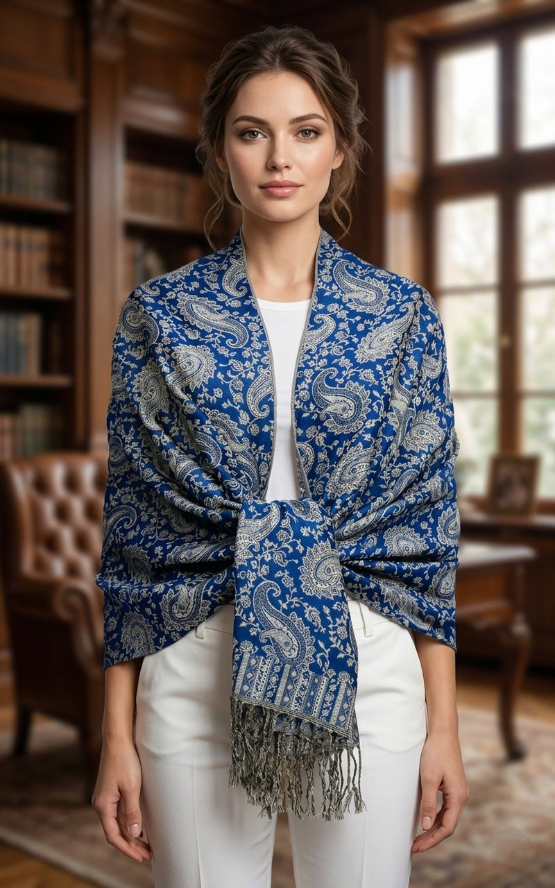 Paisley Pashmina Shawl with Fringe-BH1507