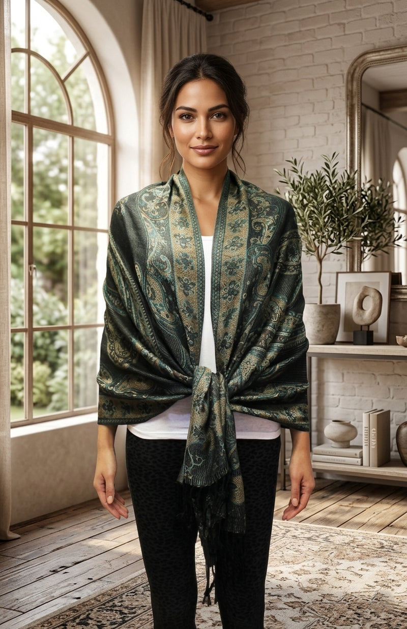 Vintage Paisley Pashmina Shawl-BH1802
