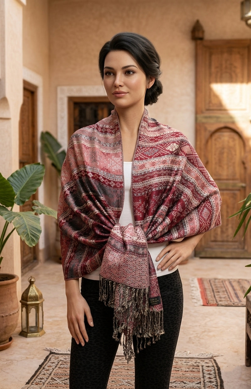 Shimmering Silver Thread Pashmina-BH1805
