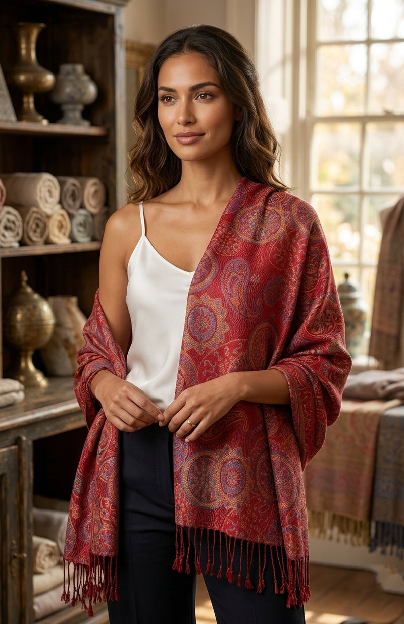 Elegant  Paisley Floral Pashmina Shawl-BH1901