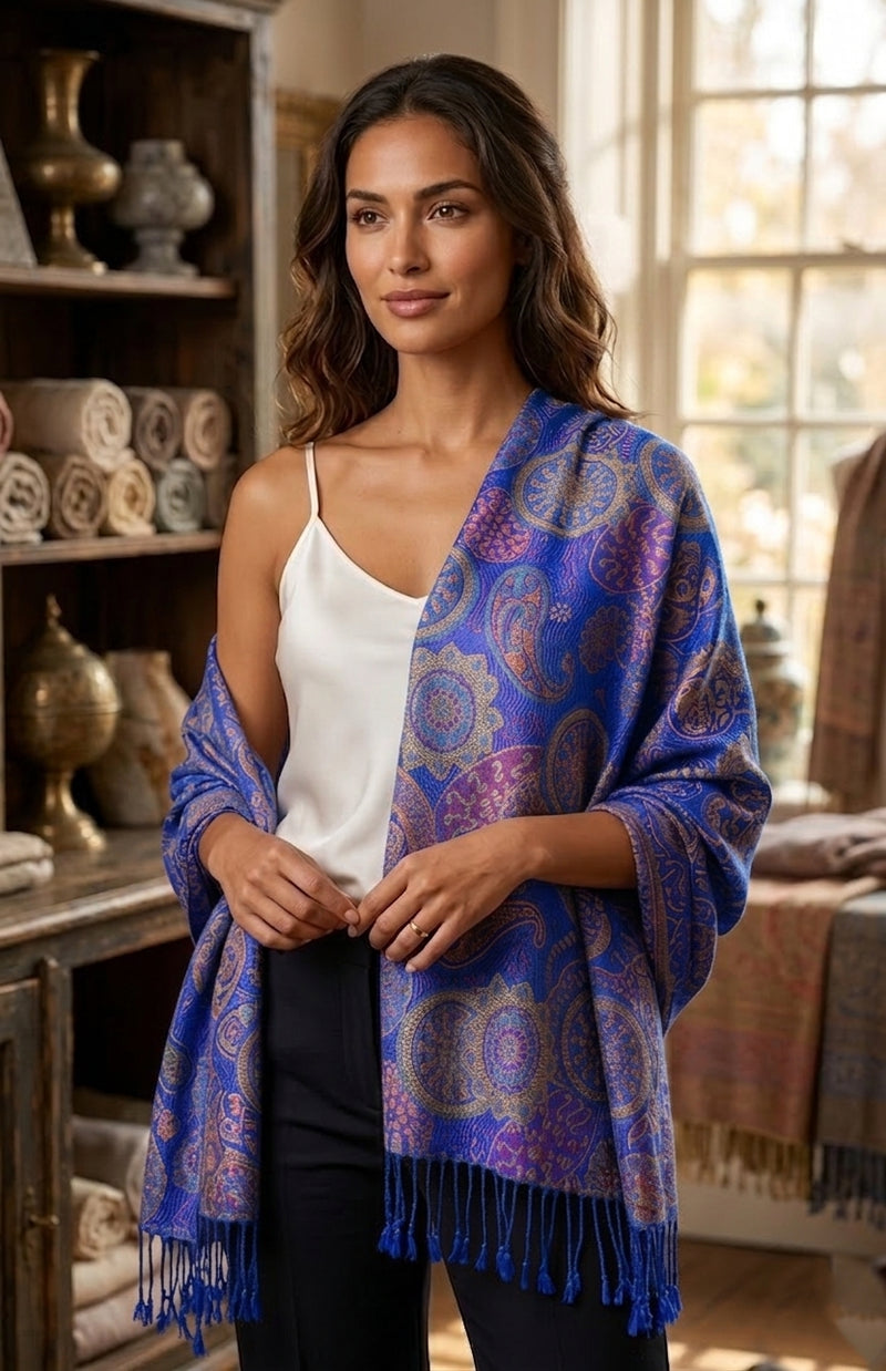 Elegant  Paisley Floral Pashmina Shawl-BH1901