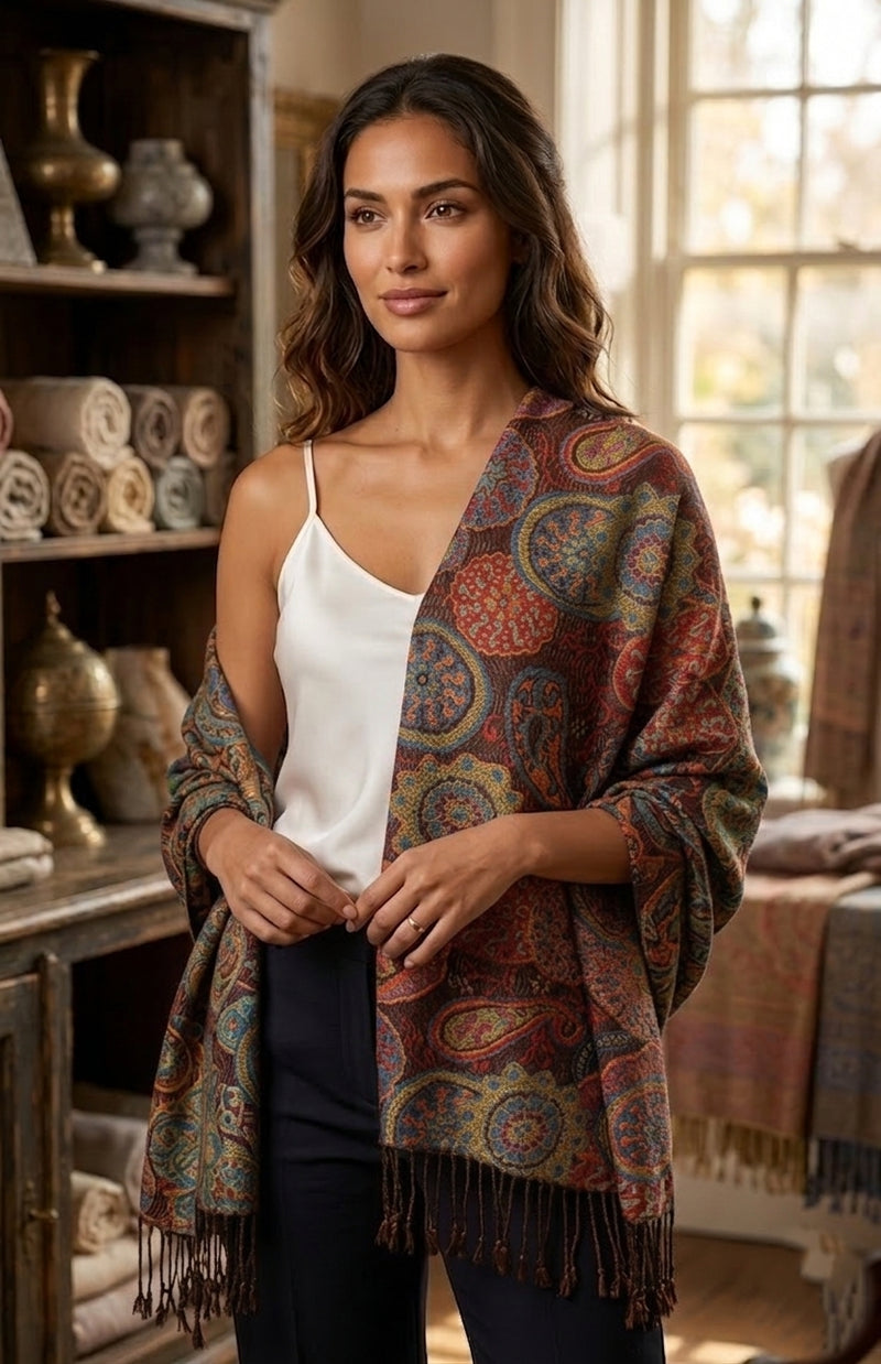 Elegant  Paisley Floral Pashmina Shawl-BH1901