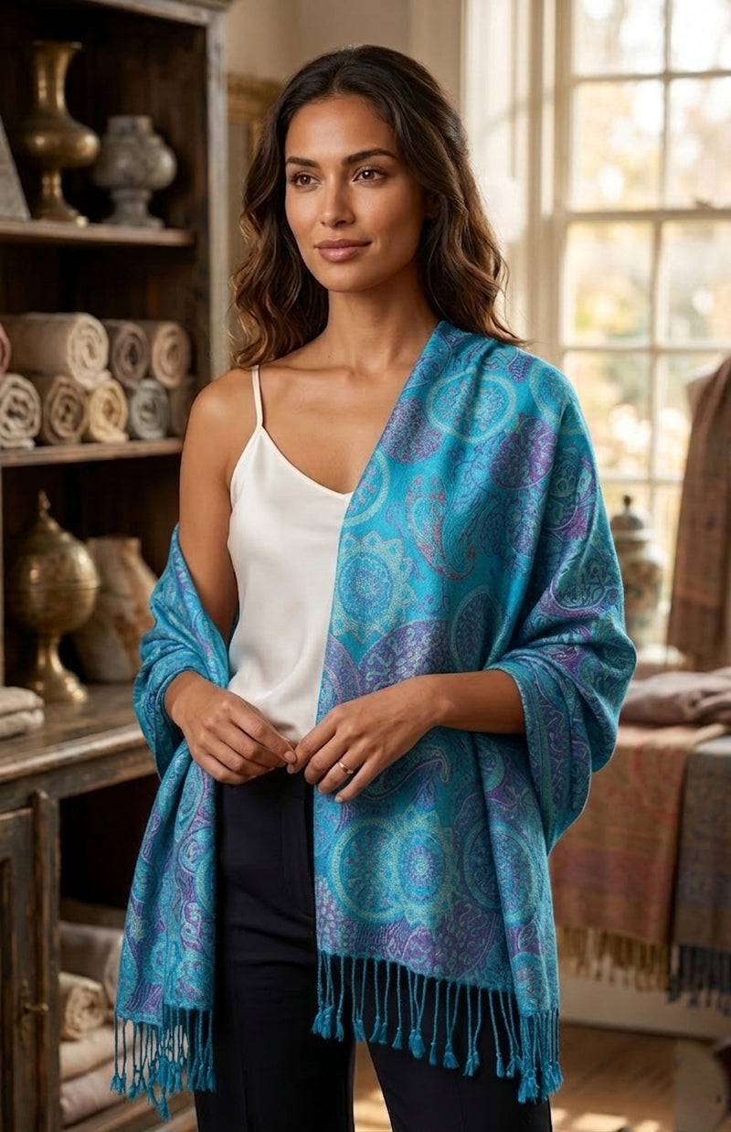 Elegant  Paisley Floral Pashmina Shawl-BH1901