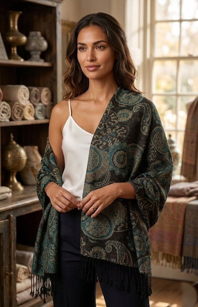 Elegant  Paisley Floral Pashmina Shawl-BH1901