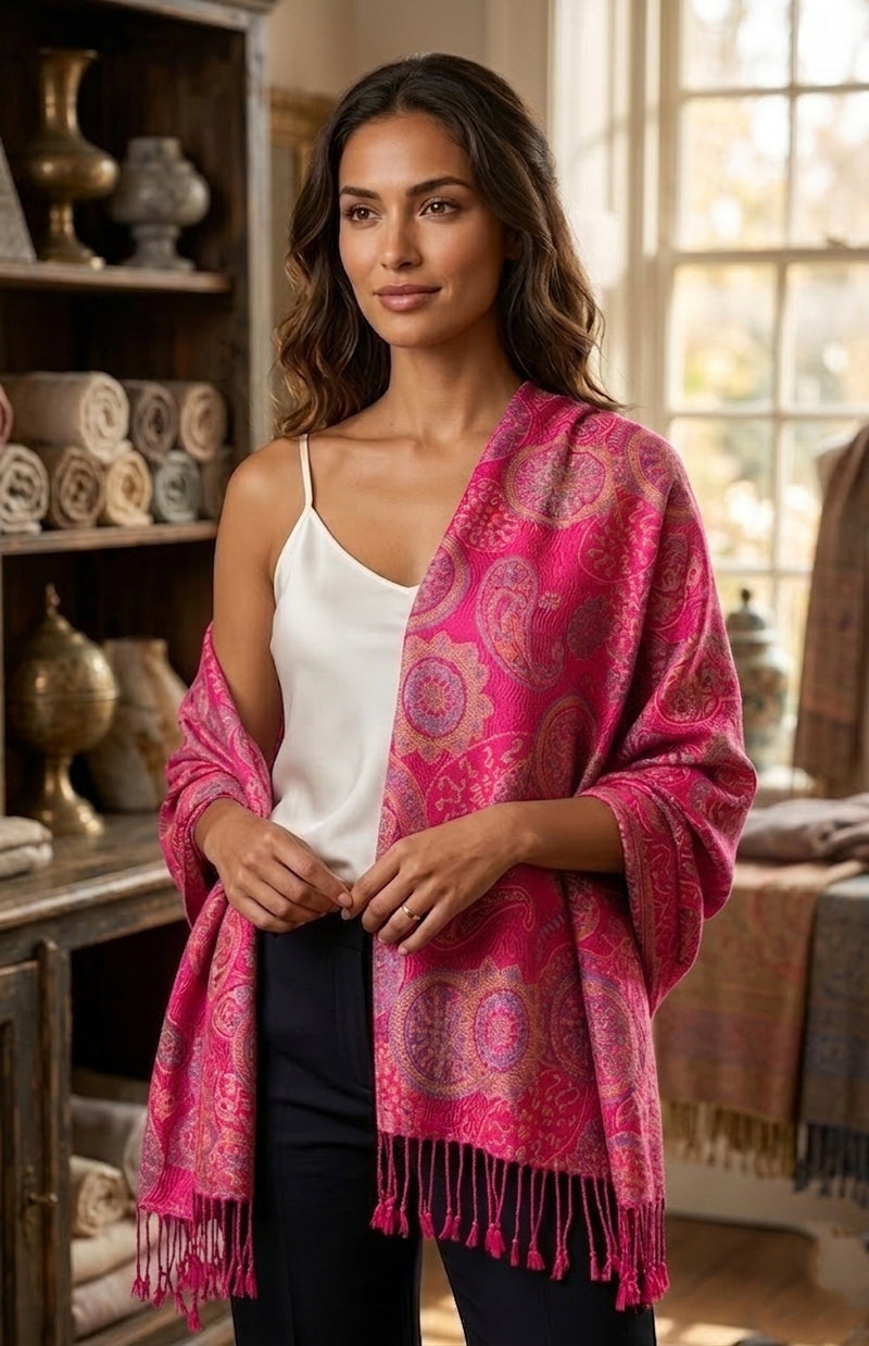 Elegant  Paisley Floral Pashmina Shawl-BH1901