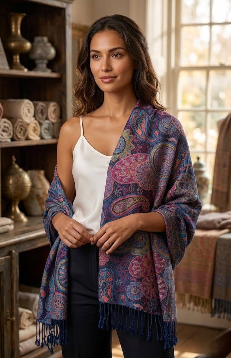 Elegant  Paisley Floral Pashmina Shawl-BH1901