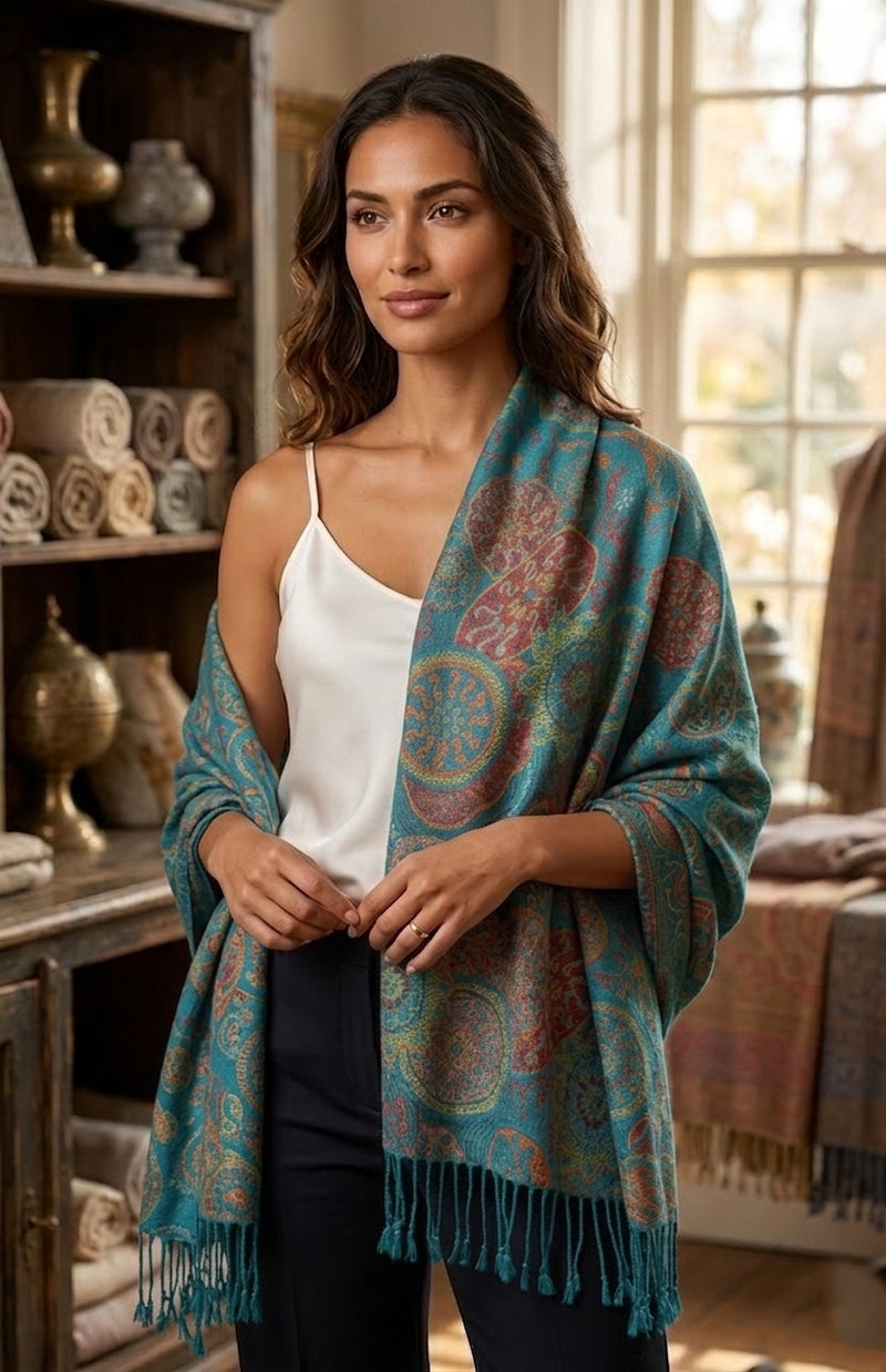 Elegant  Paisley Floral Pashmina Shawl-BH1901