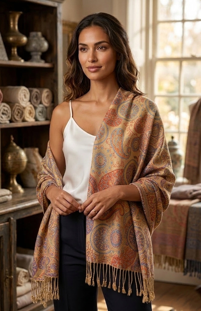Elegant  Paisley Floral Pashmina Shawl-BH1901