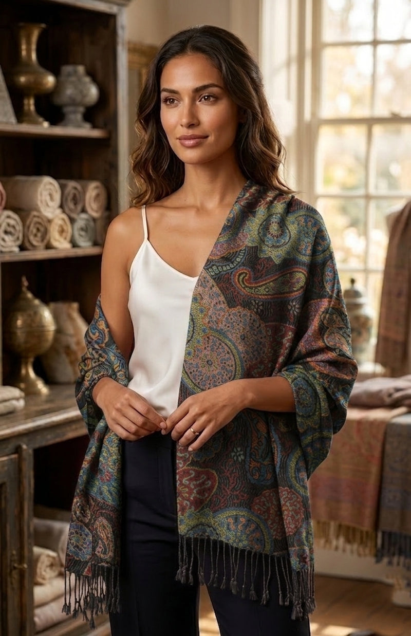 Elegant  Paisley Floral Pashmina Shawl-BH1901