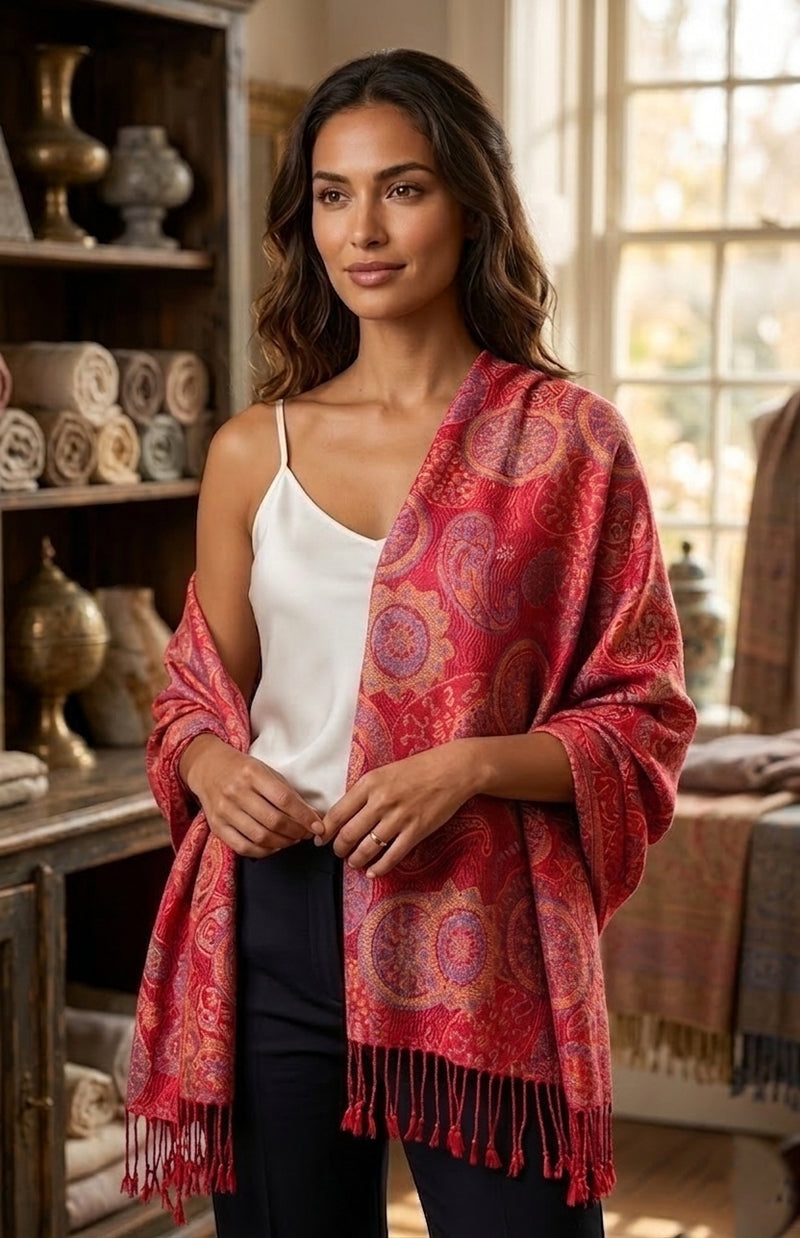 Elegant  Paisley Floral Pashmina Shawl-BH1901