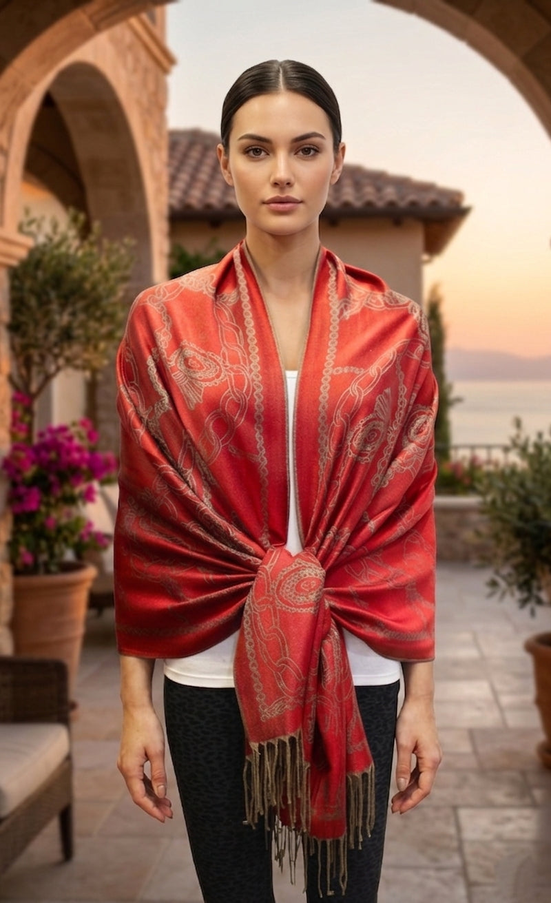 Chain Pattern Pashmina Shawl-BH1904