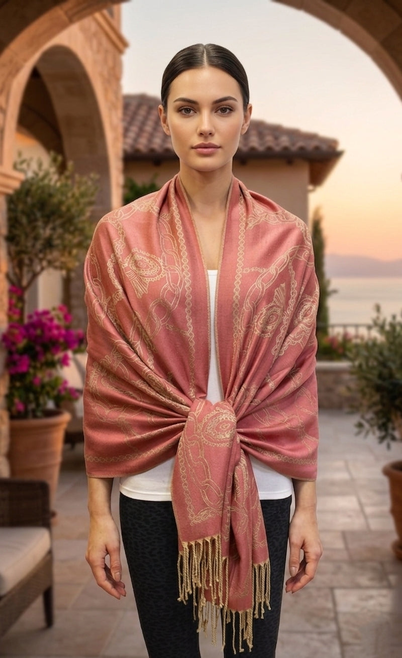 Chain Pattern Pashmina Shawl-BH1904