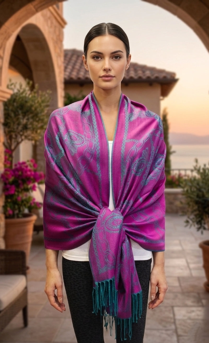 Chain Pattern Pashmina Shawl-BH1904