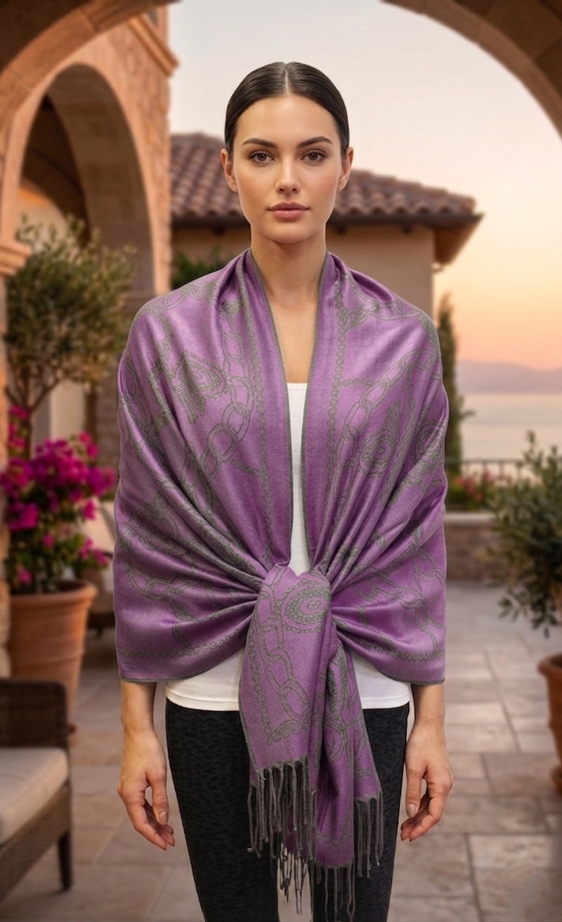 Chain Pattern Pashmina Shawl-BH1904
