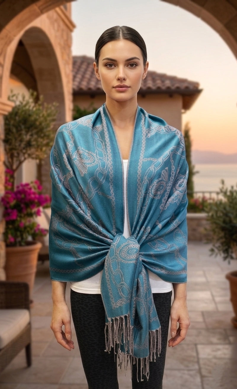 Chain Pattern Pashmina Shawl-BH1904