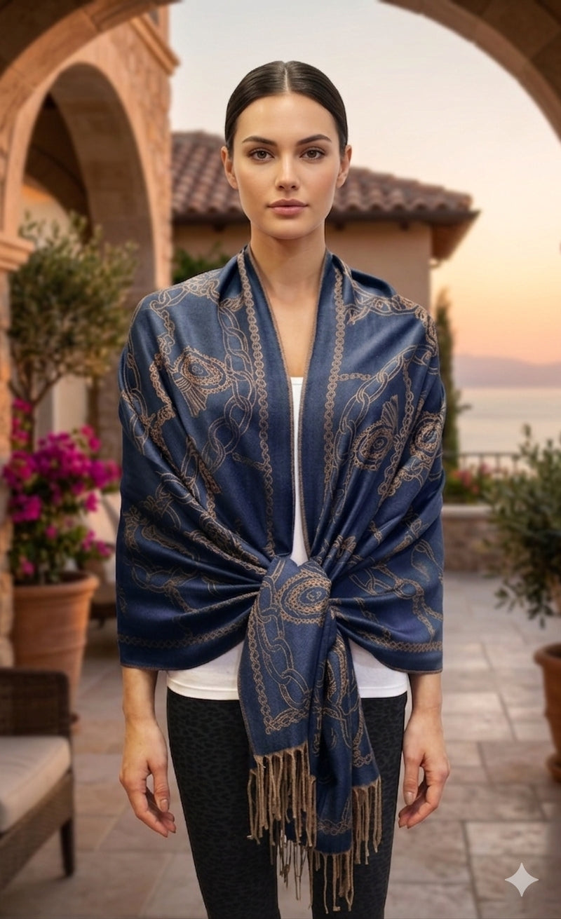 Chain Pattern Pashmina Shawl-BH1904