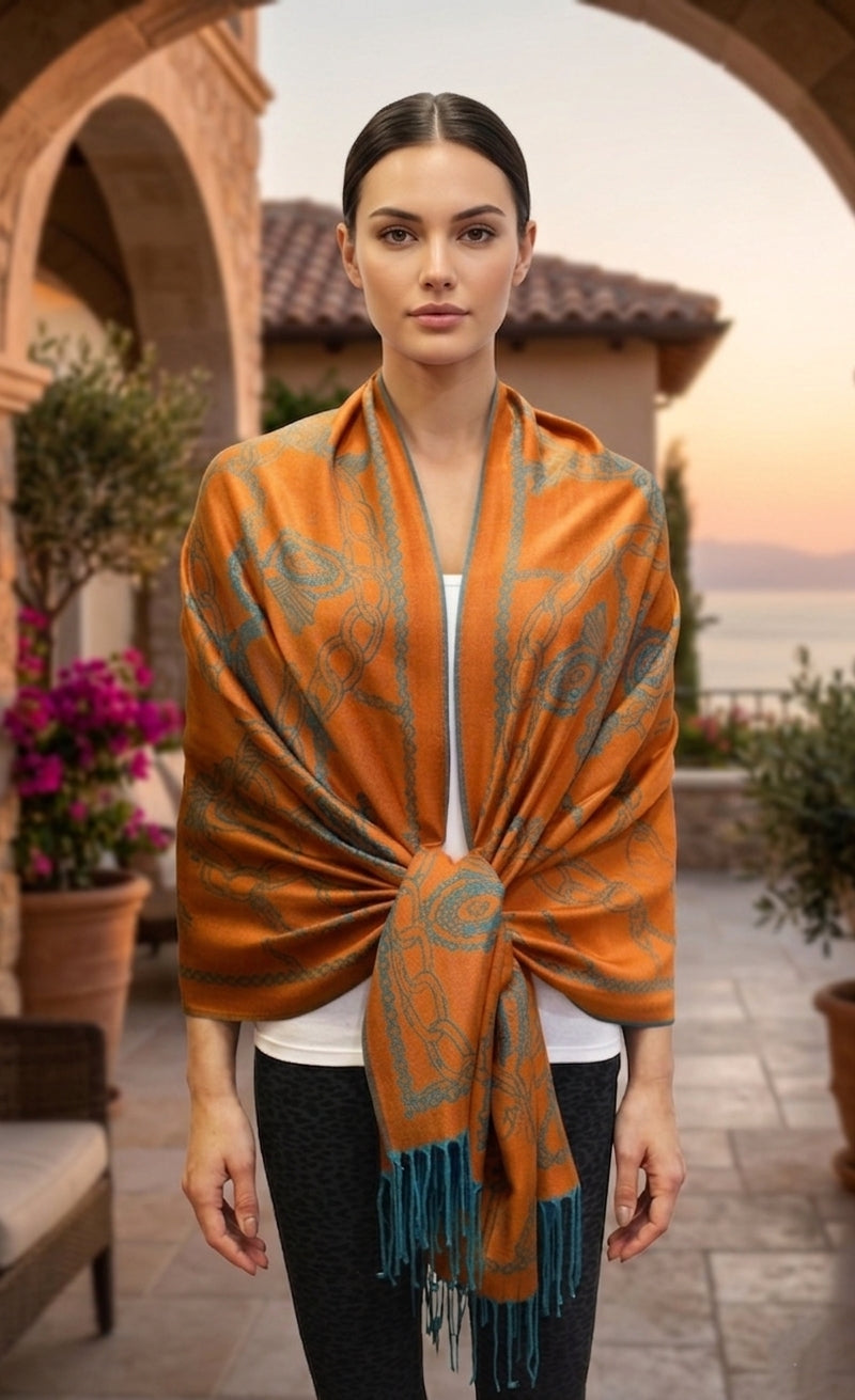 Chain Pattern Pashmina Shawl-BH1904