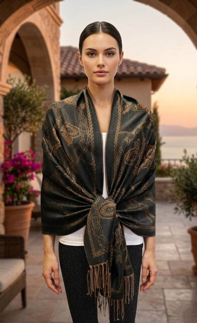 Chain Pattern Pashmina Shawl-BH1904