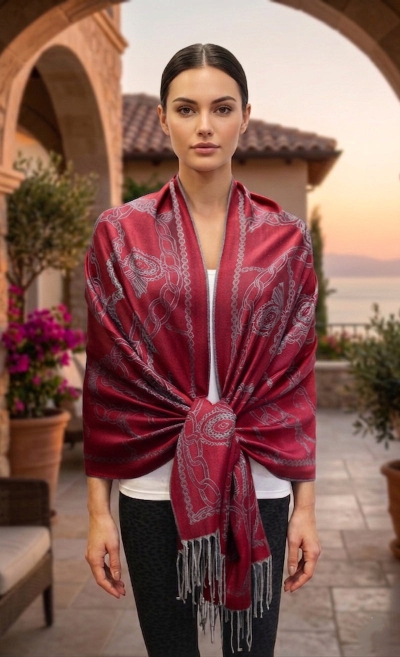 Chain Pattern Pashmina Shawl-BH1904