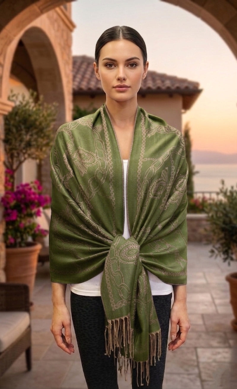 Chain Pattern Pashmina Shawl-BH1904