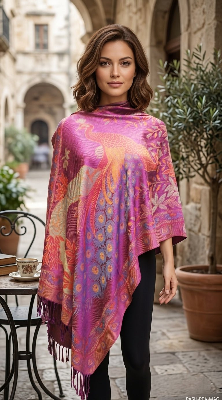 Elegant Peacock Pashmina Shawl-BH1905